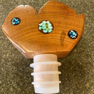 Handmade Wooden Inlaid Turquoise Wooden Bottle Stopper